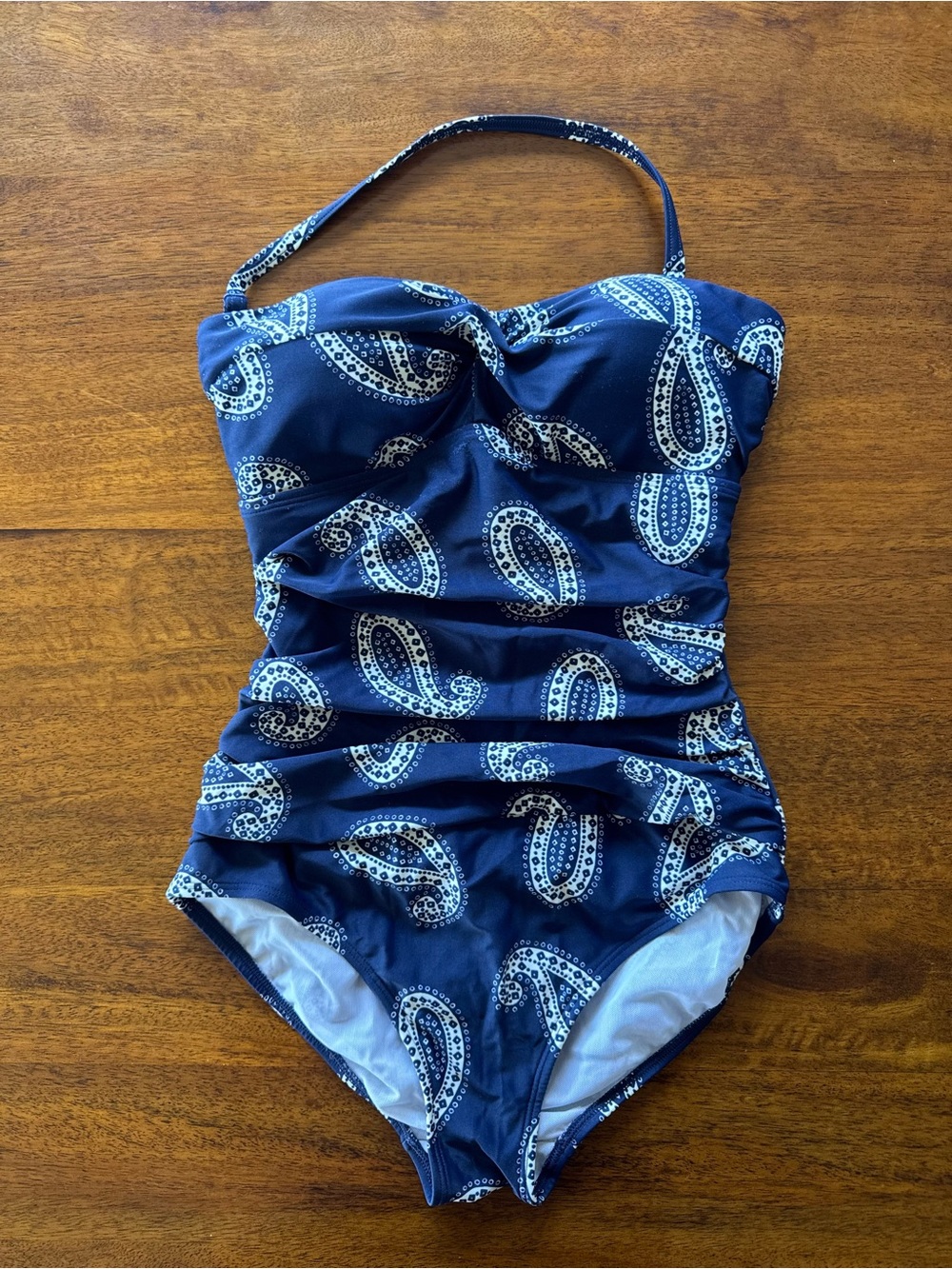 Boden ⚓️ Navy and White Paisley One-Piece Swimsuit size 4